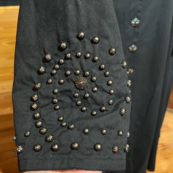 Vintage Western 100% Cotton Concho Embellished Duster Trench Jacket Dress Unisex - Picture 9 of 16